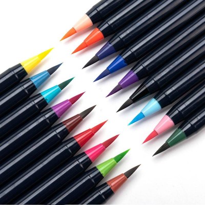 High Quality Nylon Hairs Brush Pens Set Accurate Colors Smoothly Watercolor Brush Sketching Markers